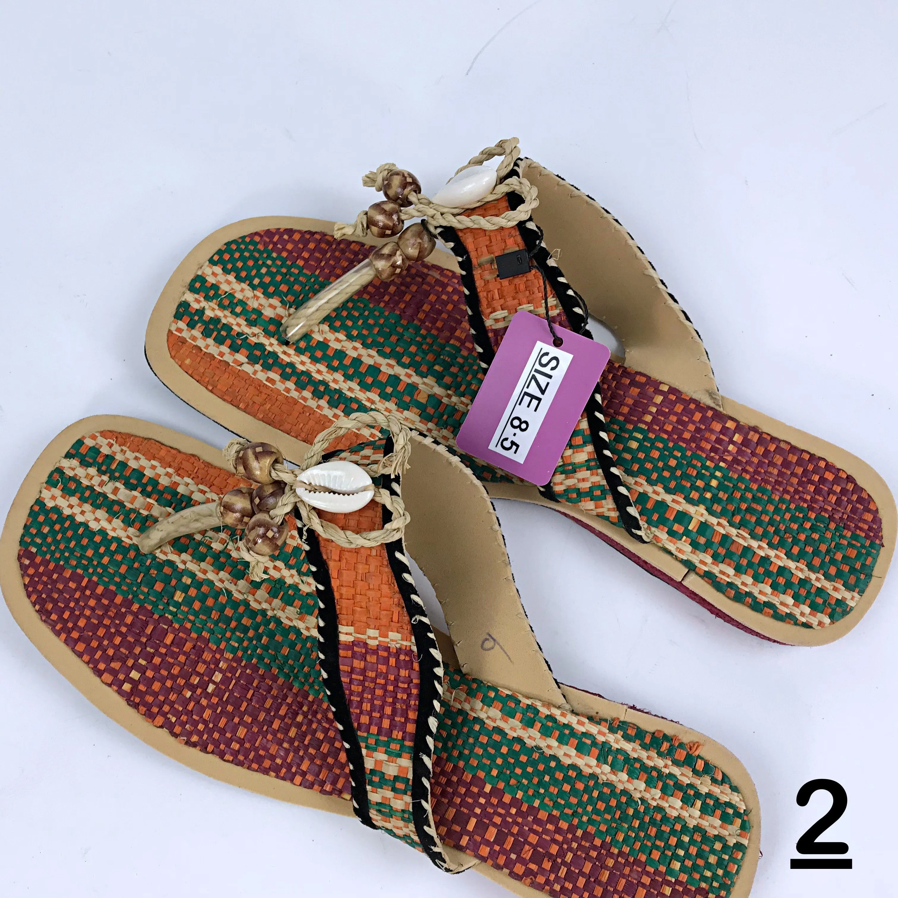 African Raffia Fibers Women's Sandals Size: 8.5