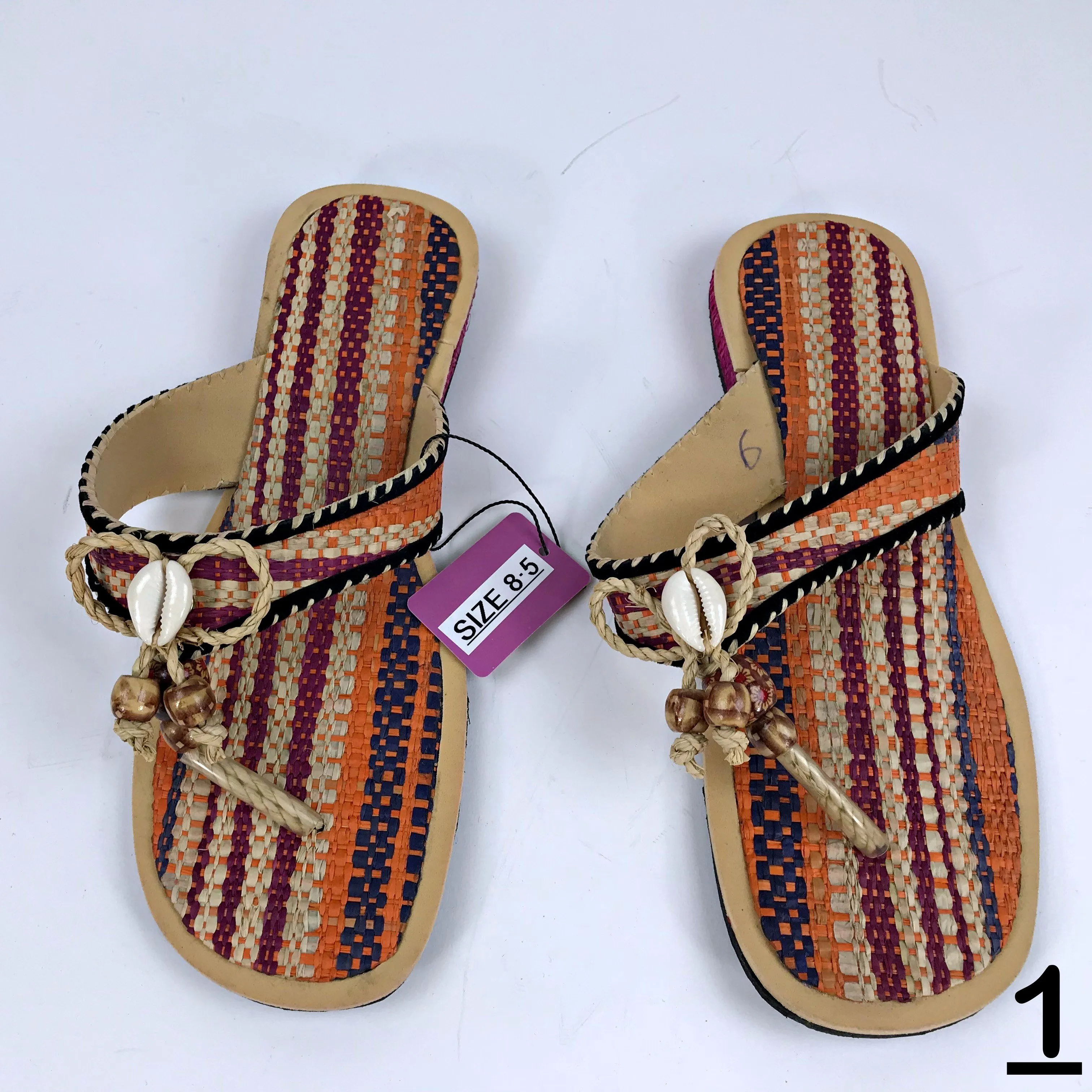 African Raffia Fibers Women's Sandals Size: 8.5