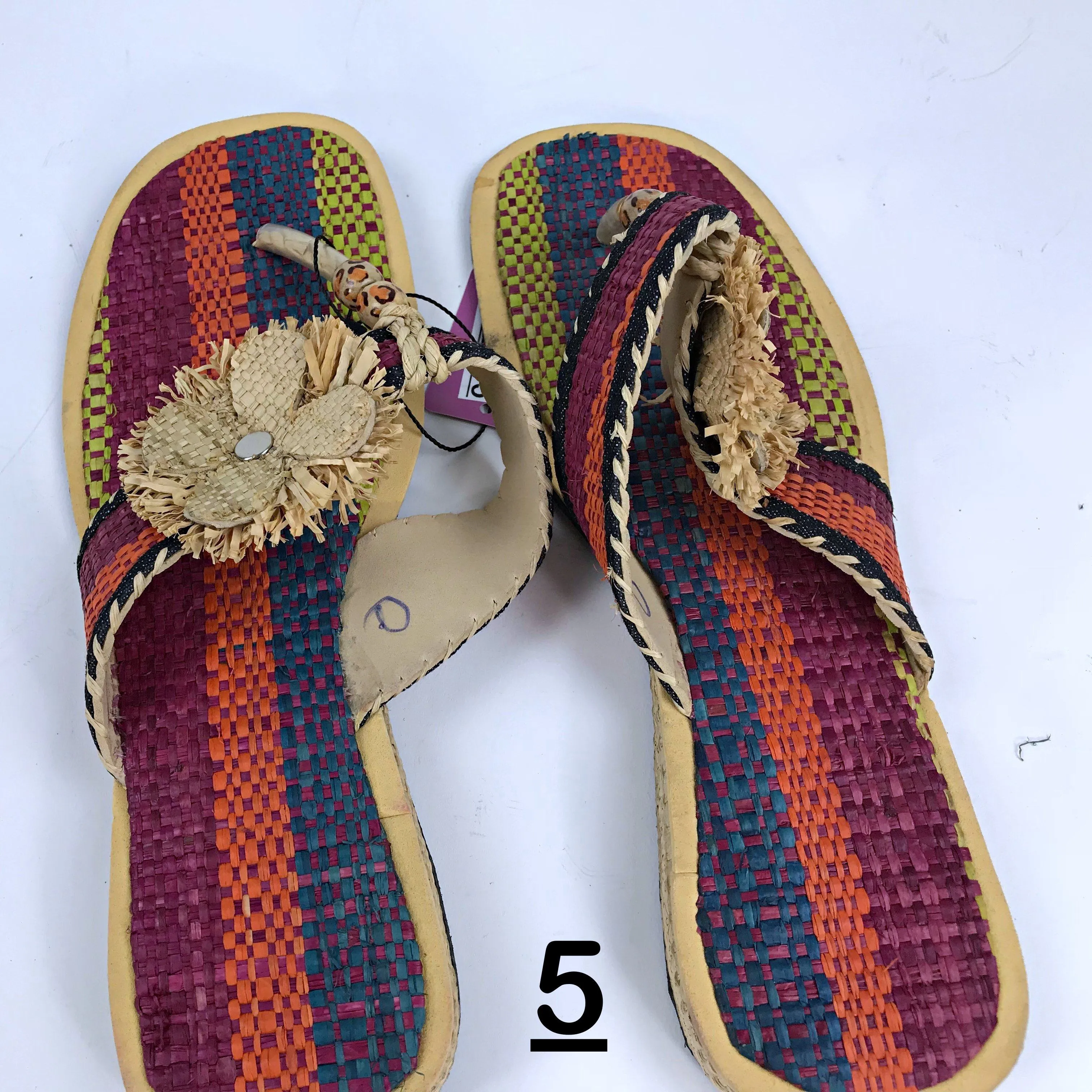 African Raffia Fibers Women's Sandals Size: 8.5