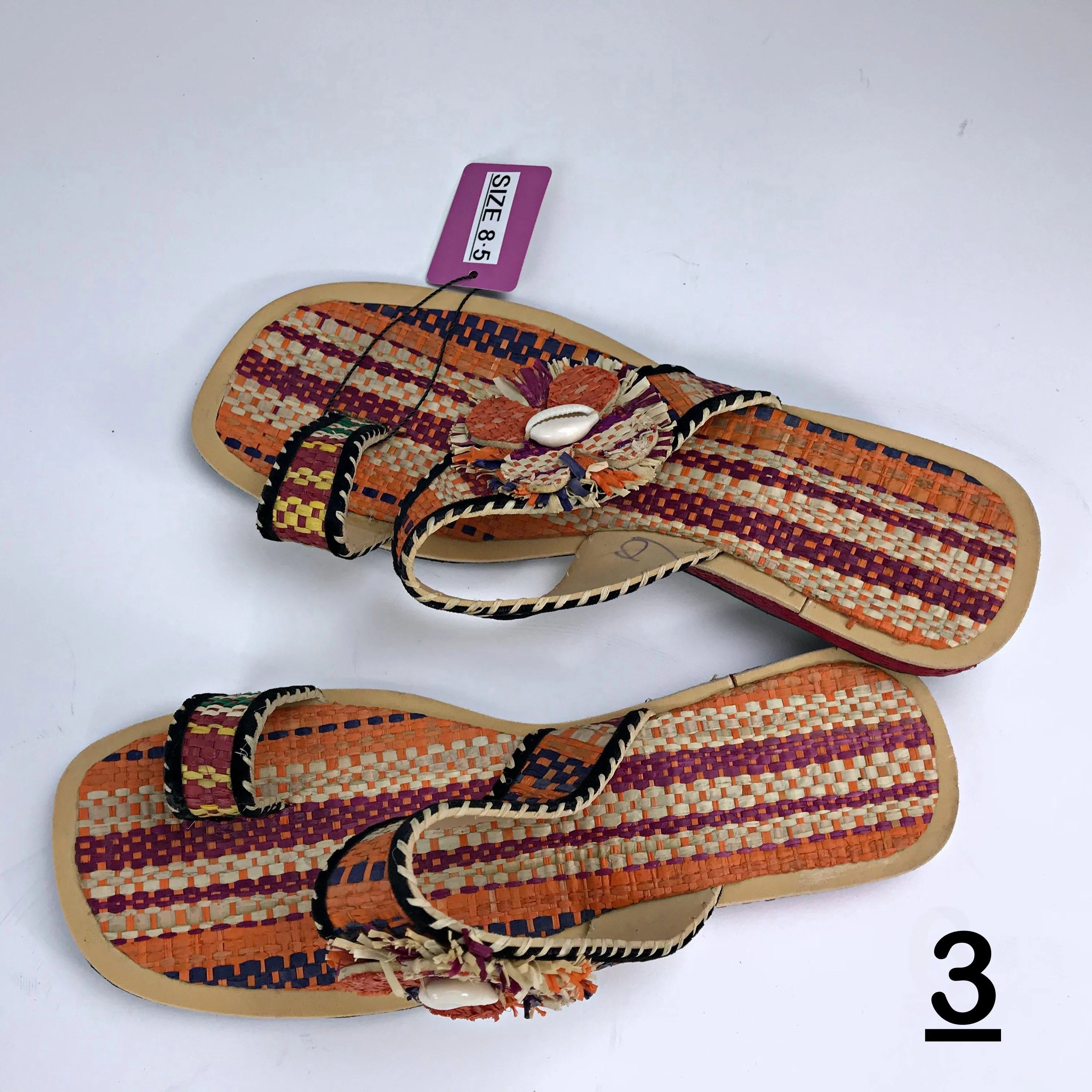 African Raffia Fibers Women's Sandals Size: 8.5