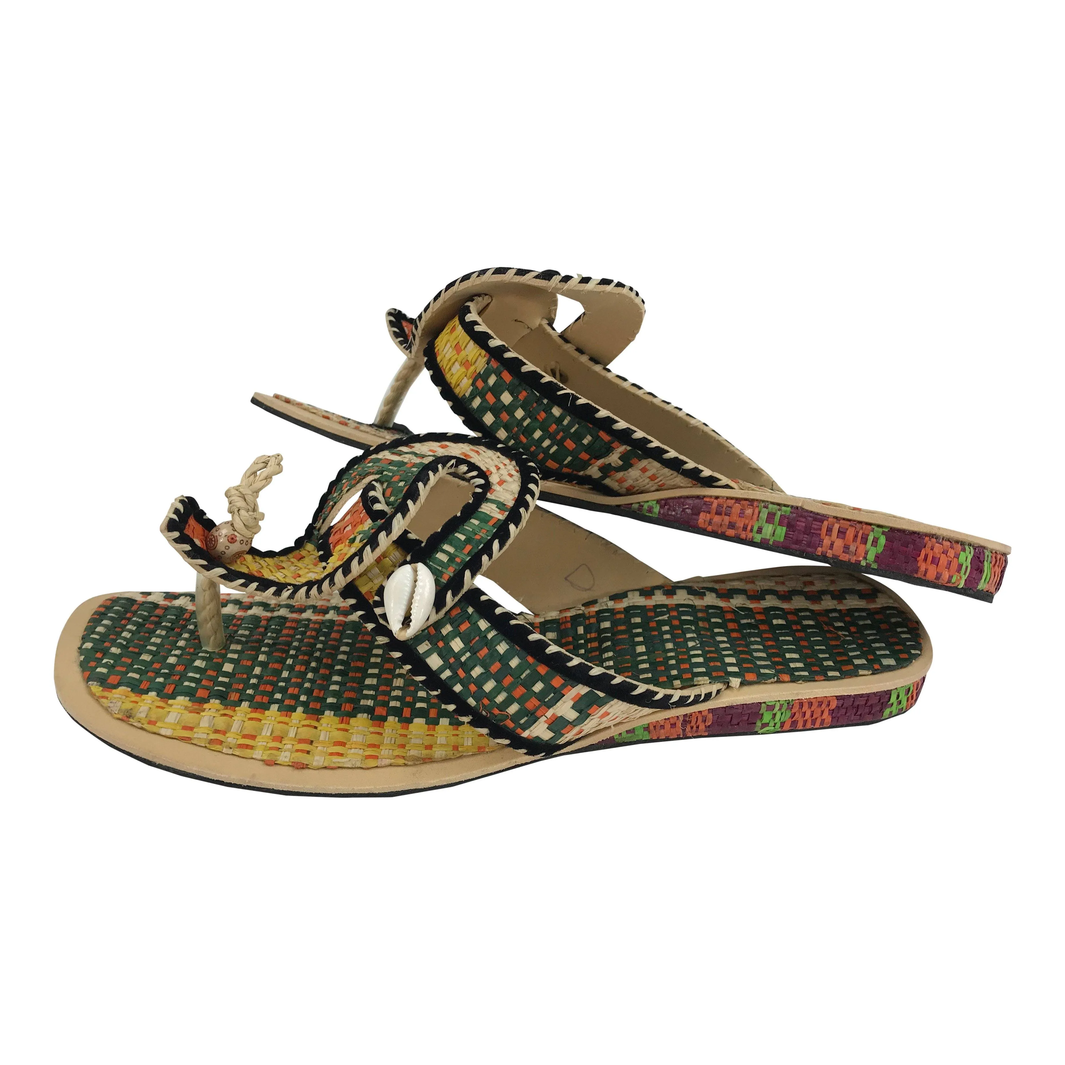 African Raffia Fibers Women's Sandals Size: 8.5