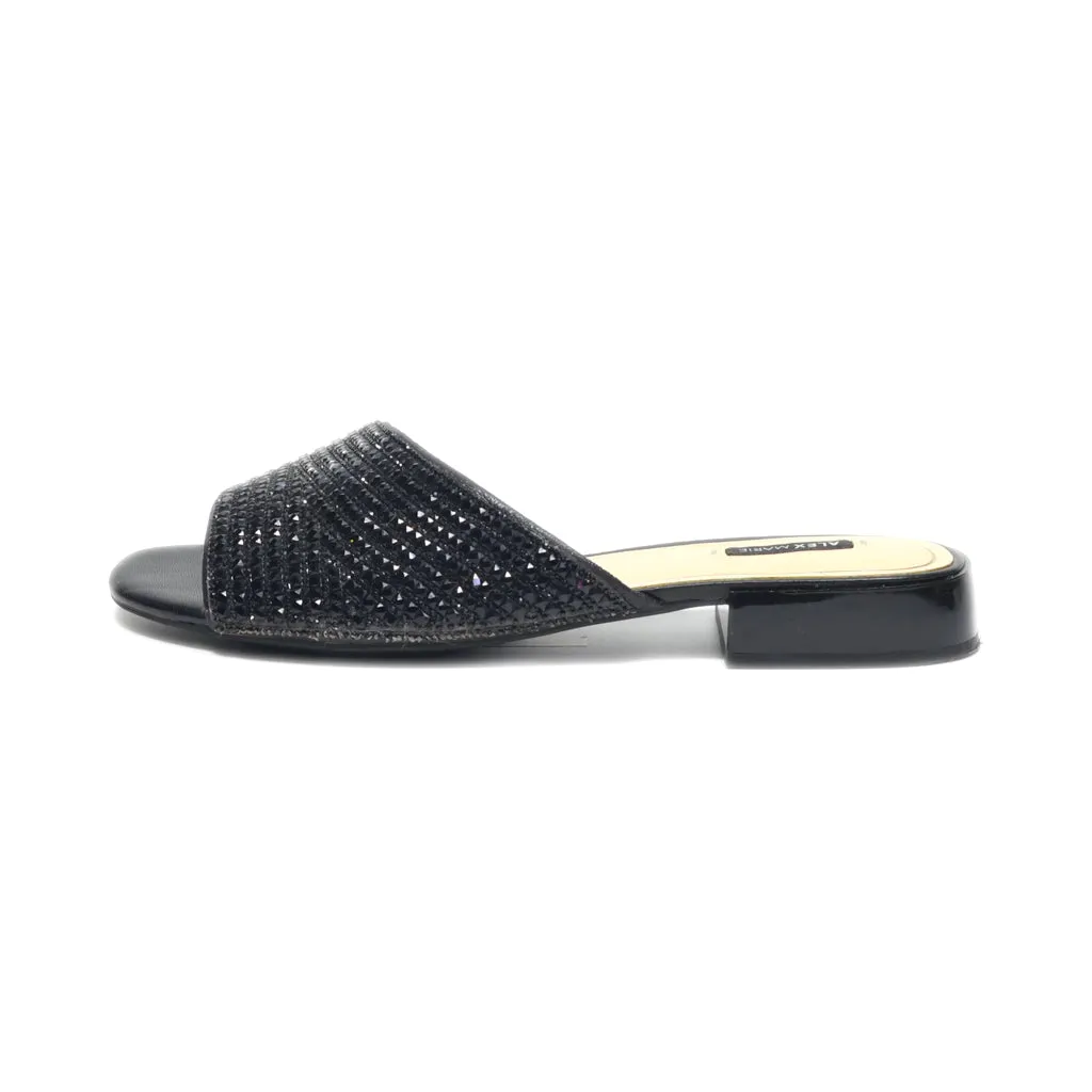 Alex Marie Mid-Heel Sandals Leather Black Colour For Women