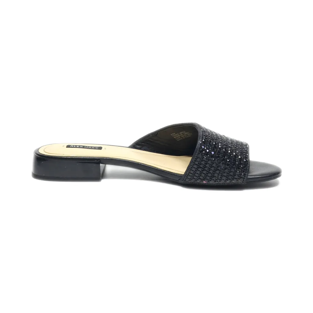 Alex Marie Mid-Heel Sandals Leather Black Colour For Women