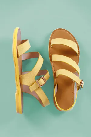 Bamboo Suede Strappy Open Toe Flat Sandal