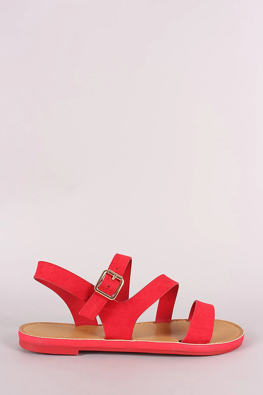 Bamboo Suede Strappy Open Toe Flat Sandal