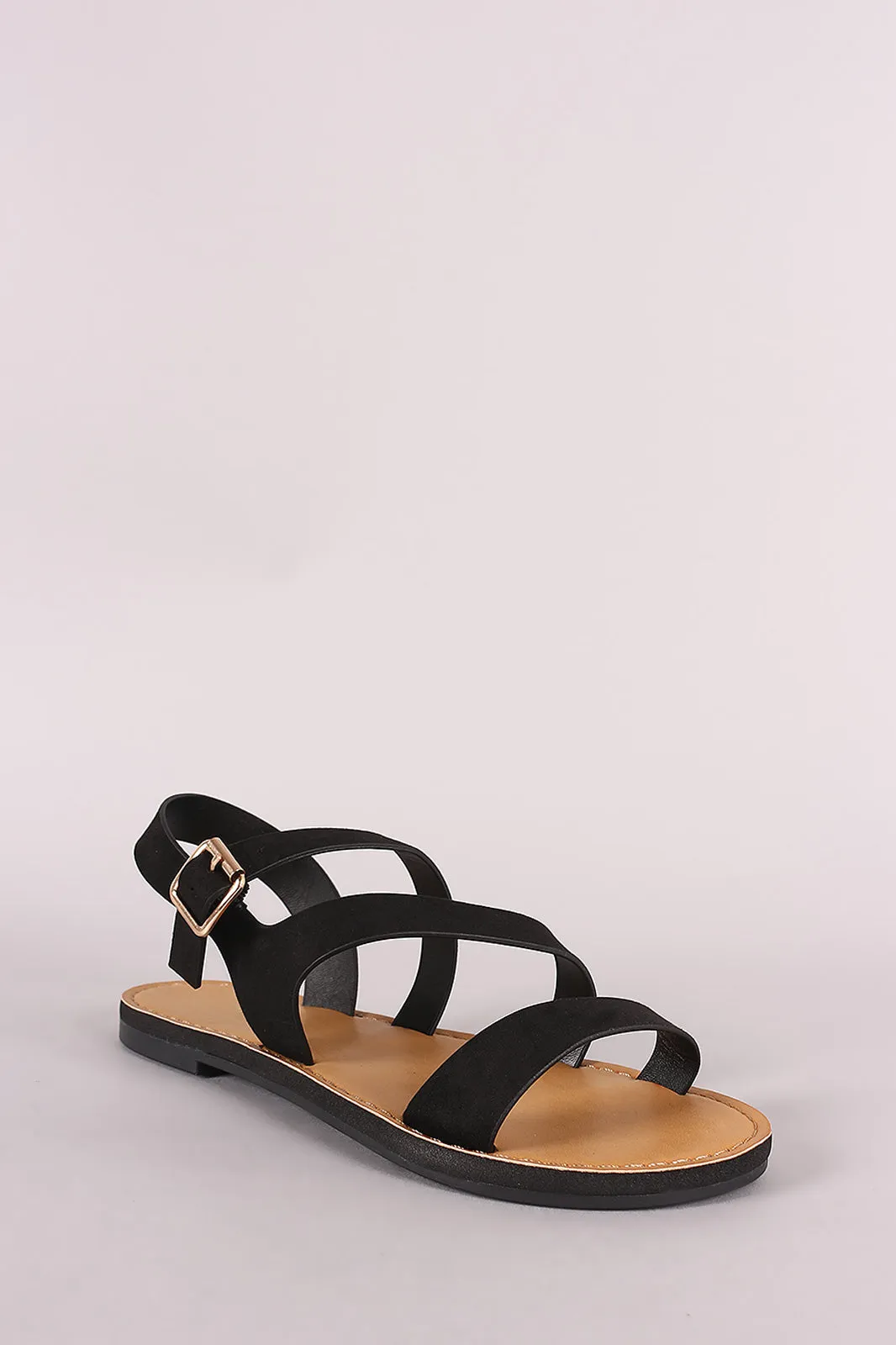 Bamboo Suede Strappy Open Toe Flat Sandal