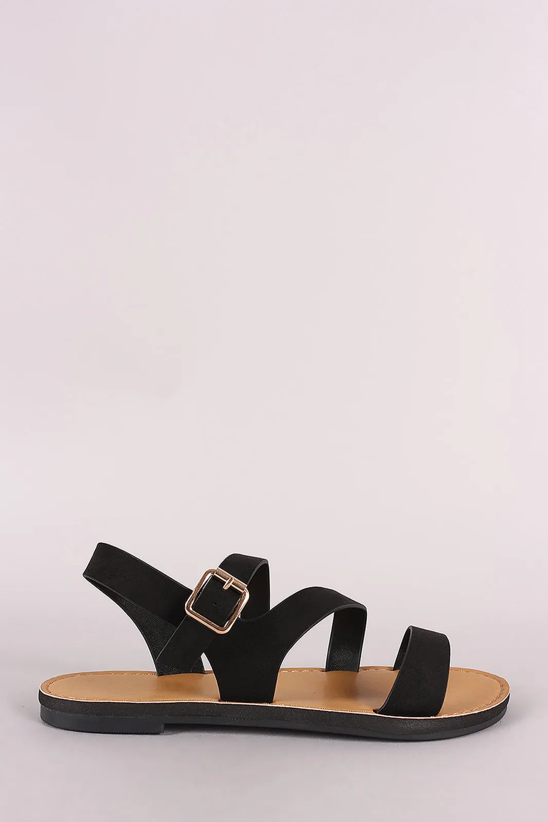 Bamboo Suede Strappy Open Toe Flat Sandal