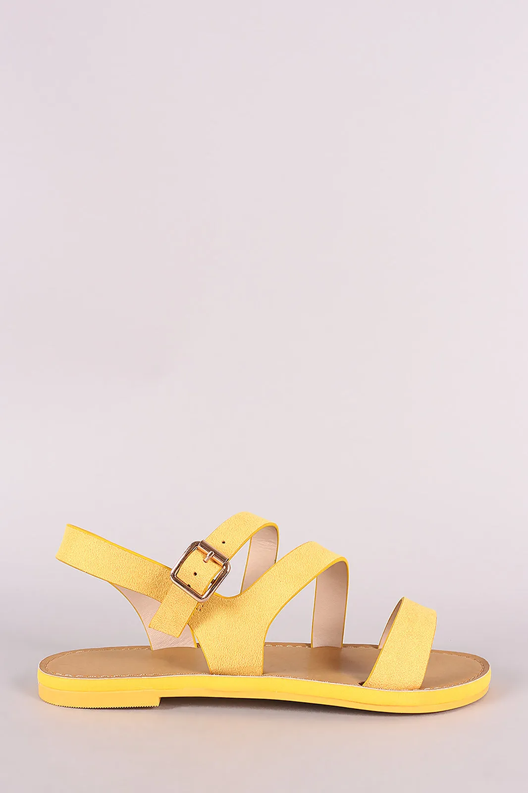 Bamboo Suede Strappy Open Toe Flat Sandal