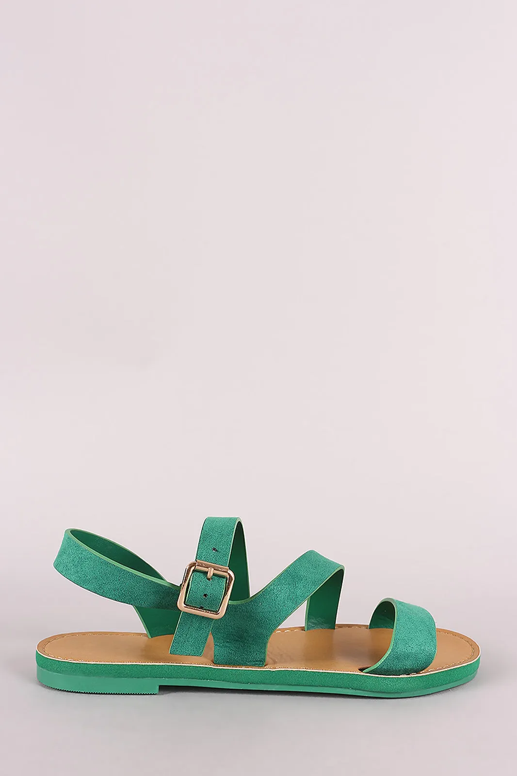 Bamboo Suede Strappy Open Toe Flat Sandal