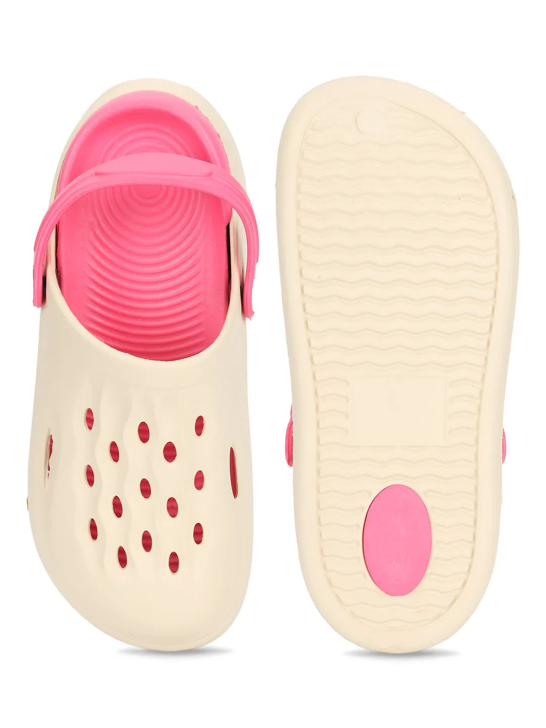 Beige Pink Stylish Slip-On Clogs For Kids-Unisex (TC-LCLOG3-BEIGPNK)