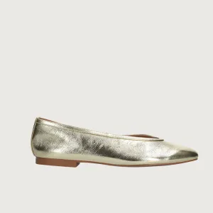 Bibi Lou Zira Champagne Gold Leather Ballerinas