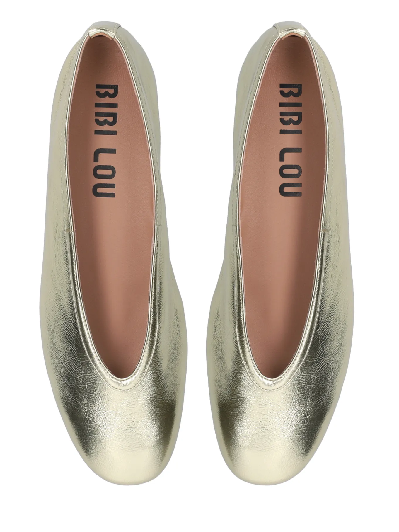 Bibi Lou Zira Champagne Gold Leather Ballerinas
