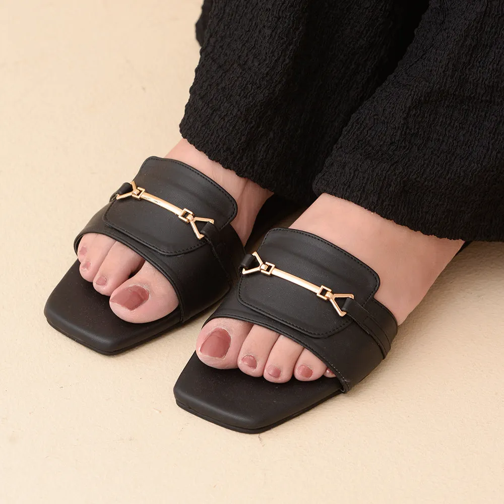 Black T-Shape Flats