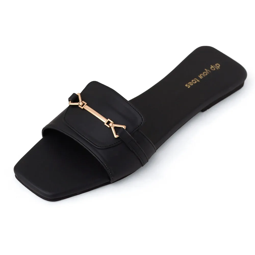 Black T-Shape Flats