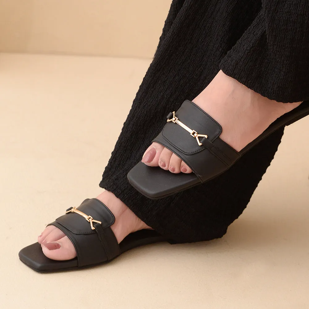Black T-Shape Flats