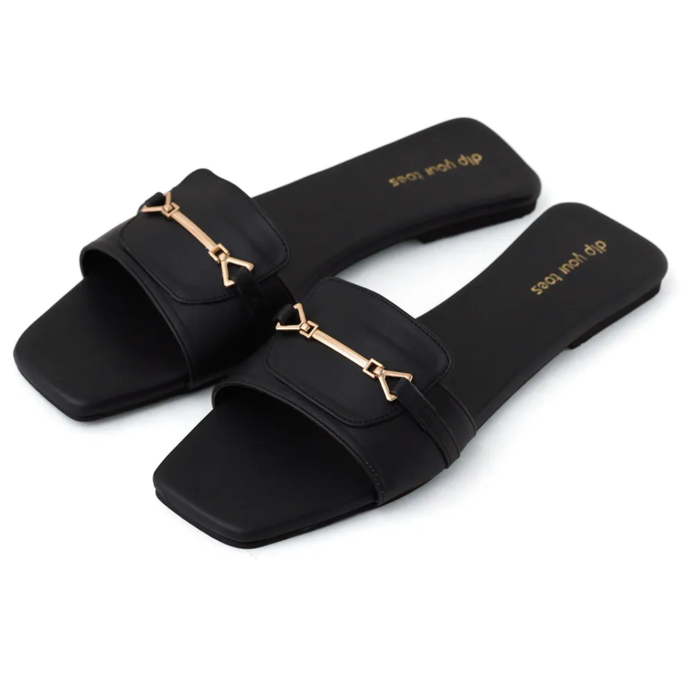 Black T-Shape Flats