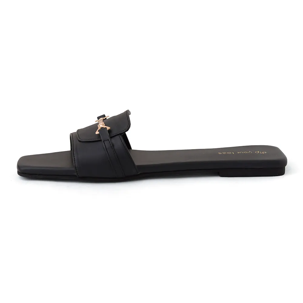 Black T-Shape Flats