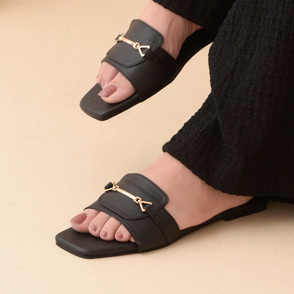 Black T-Shape Flats