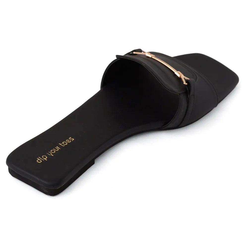 Black T-Shape Flats