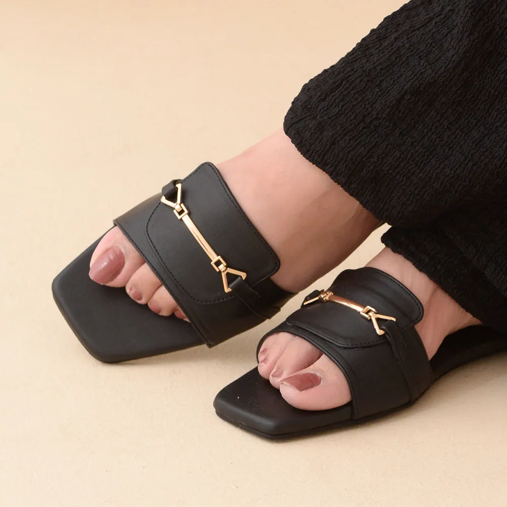 Black T-Shape Flats