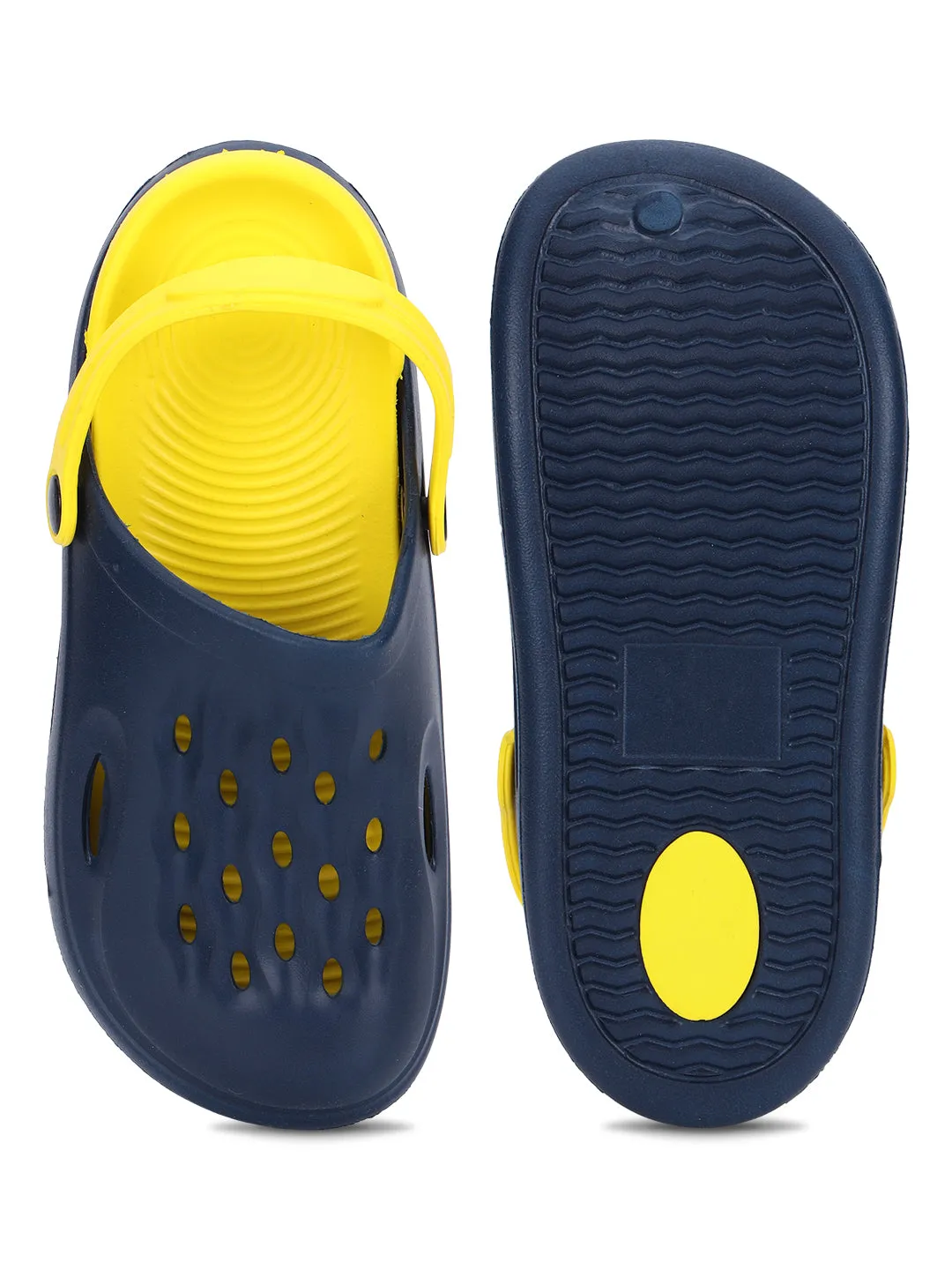 Blue Yellow Stylish Slip-On Clogs For Kids-Unisex (TC-LCLOG3-BLUYEL)