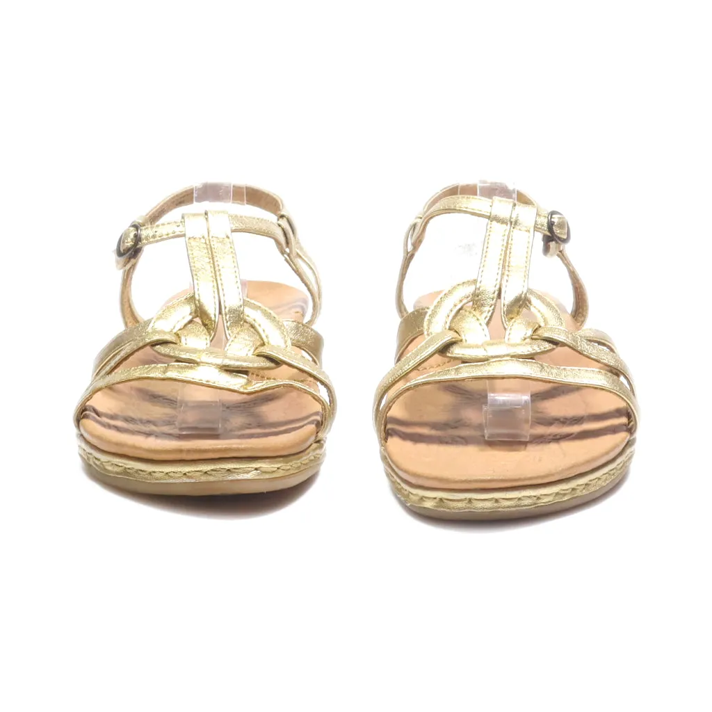 Born Flat Sandals Leather Gold Colour For Women