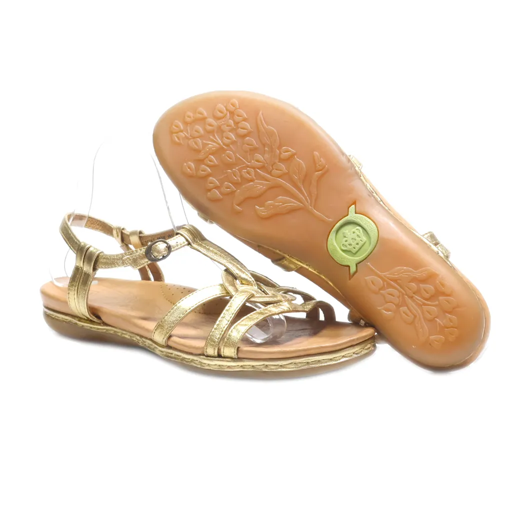 Born Flat Sandals Leather Gold Colour For Women