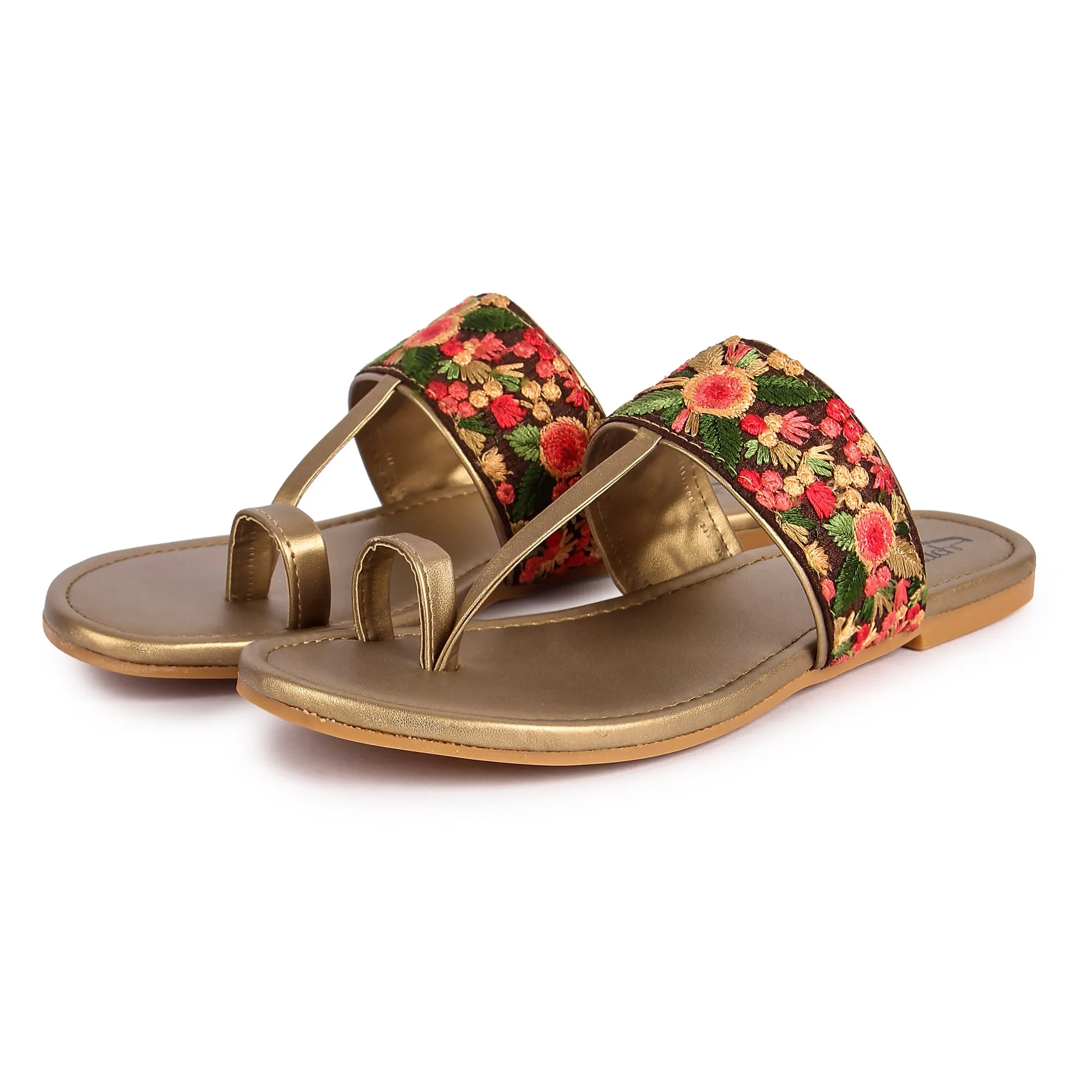 Brauch Women's Copper Thumb Floral Flats