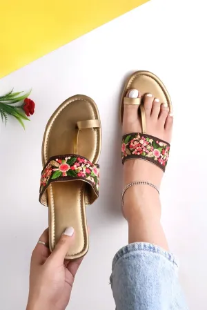 Brauch Women's Copper Thumb Floral Flats