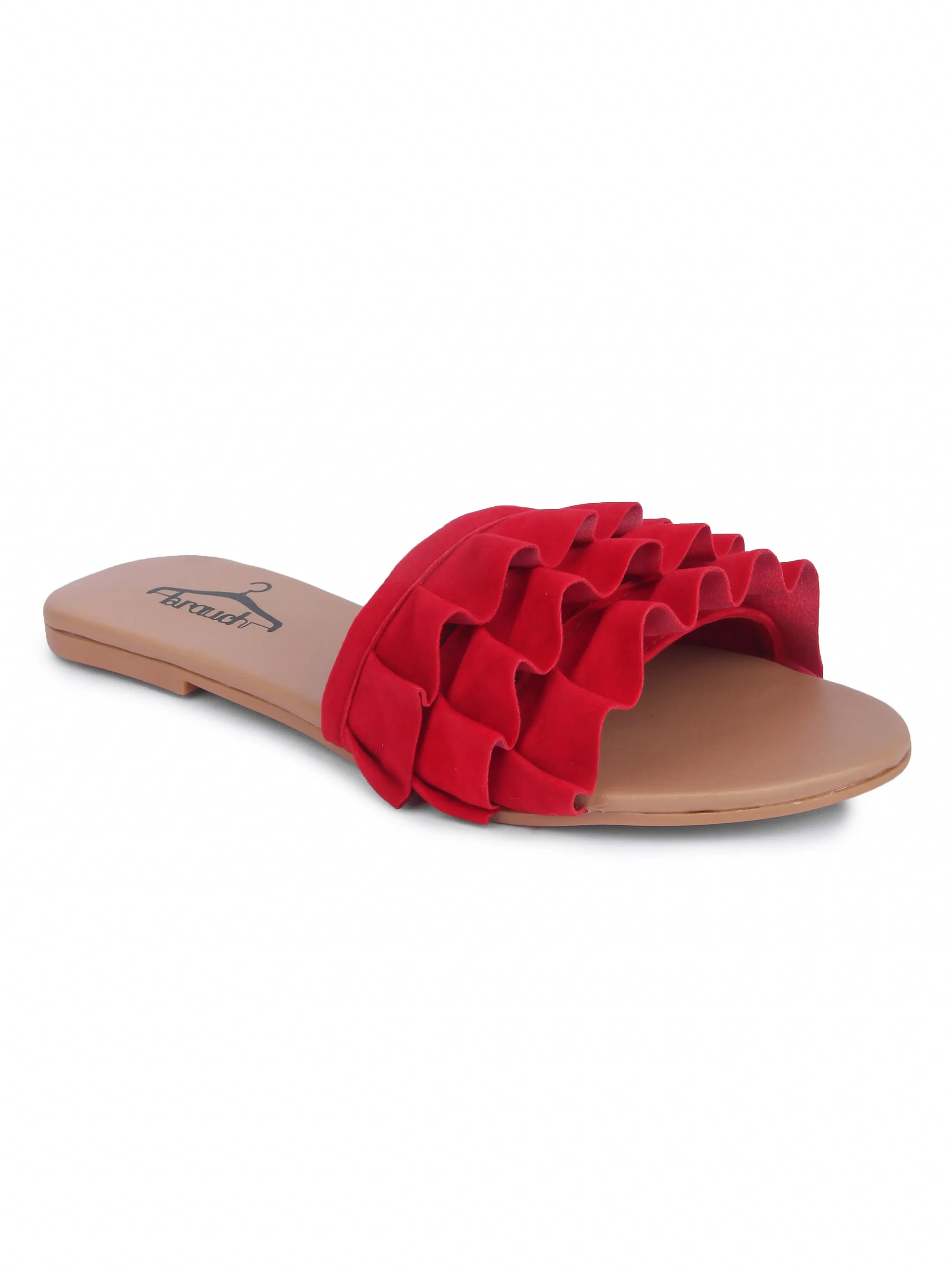 Brauch Women's Red Suede Frock Flats