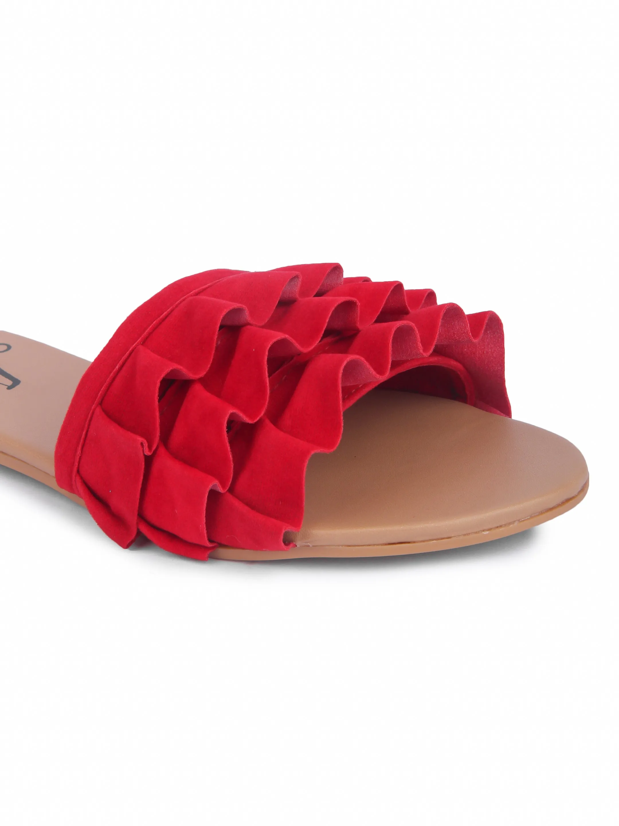 Brauch Women's Red Suede Frock Flats