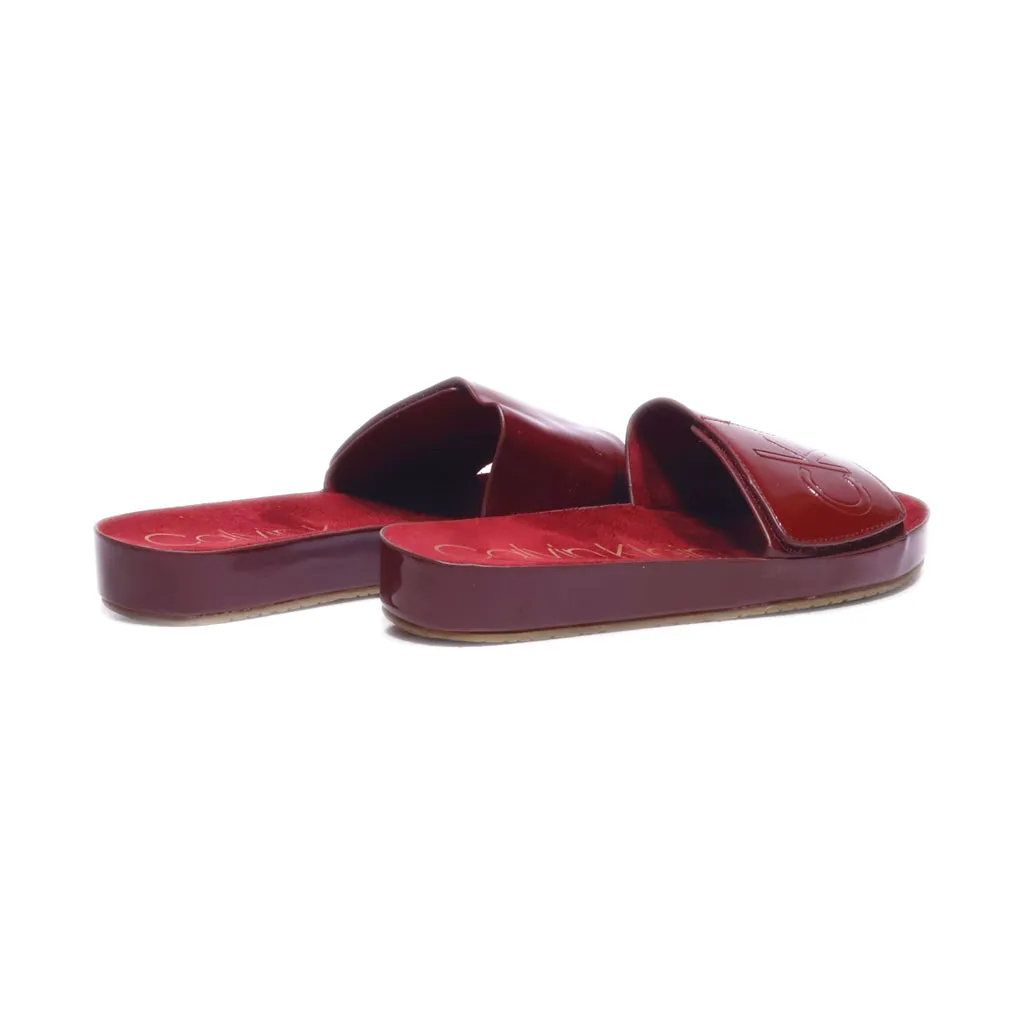 Calvin Klein Marlina Flat Sandals Leather Maroon Colour For Women