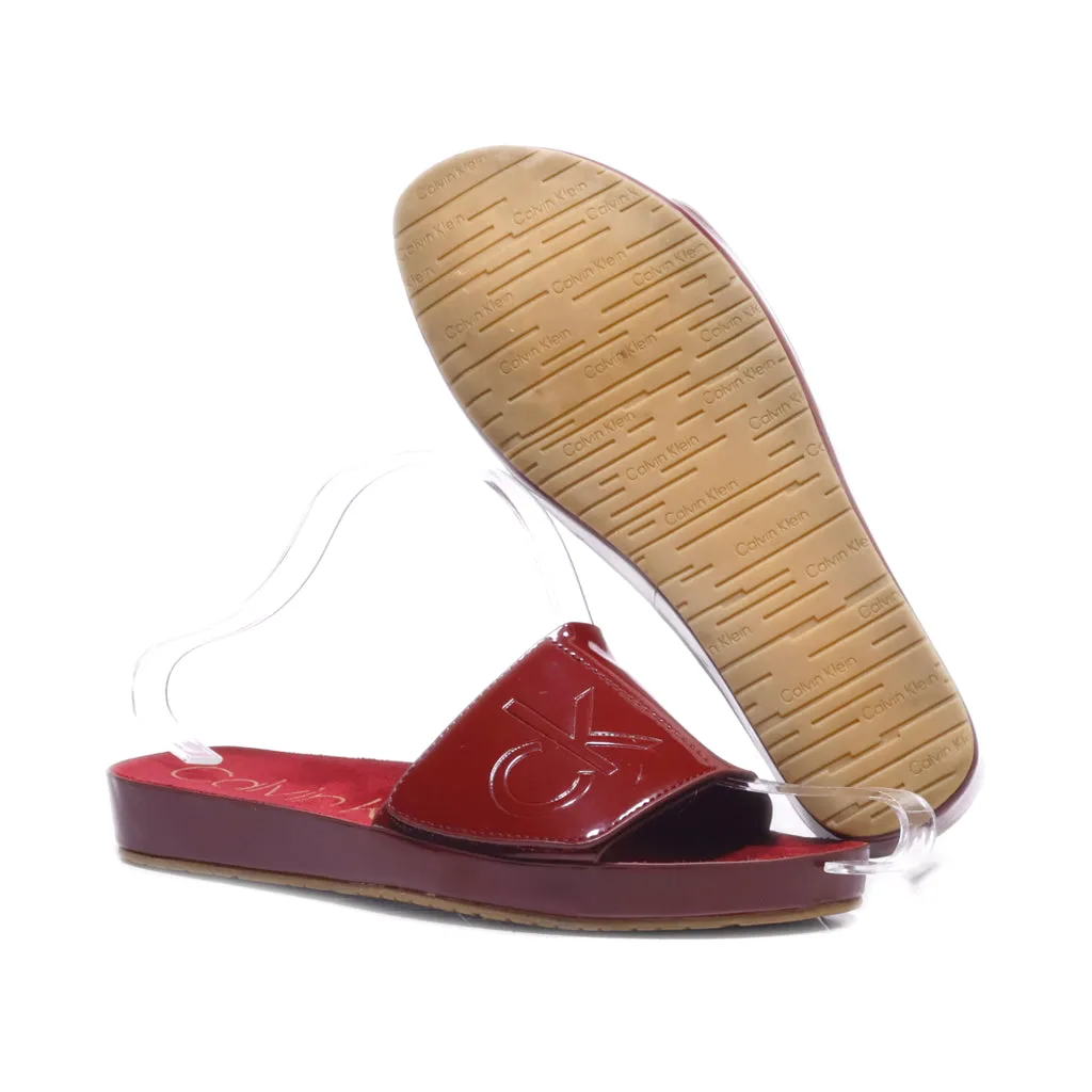 Calvin Klein Marlina Flat Sandals Leather Maroon Colour For Women