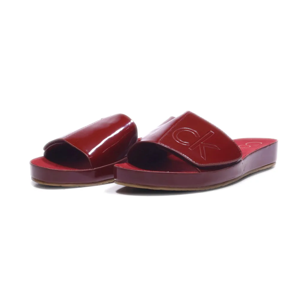Calvin Klein Marlina Flat Sandals Leather Maroon Colour For Women