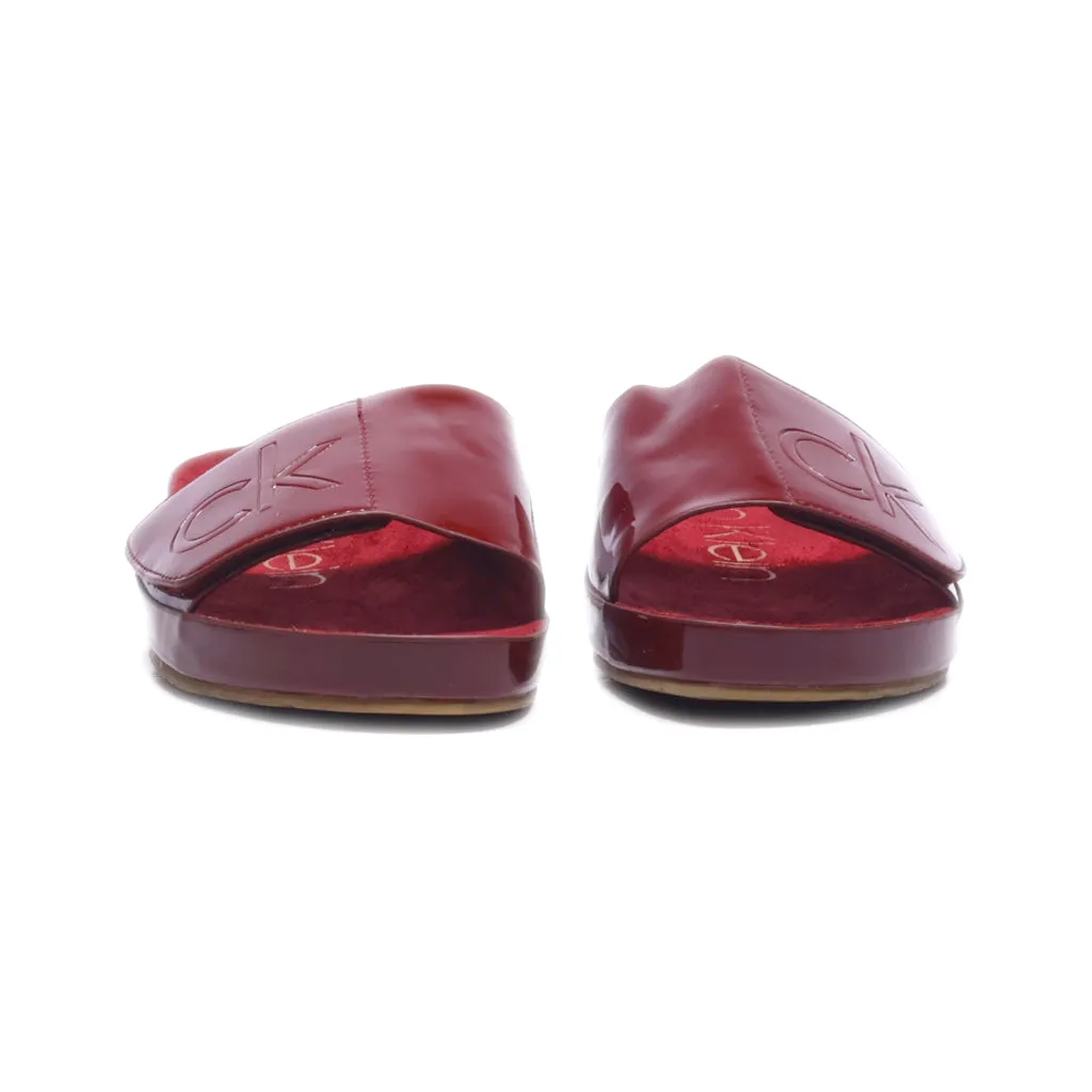 Calvin Klein Marlina Flat Sandals Leather Maroon Colour For Women