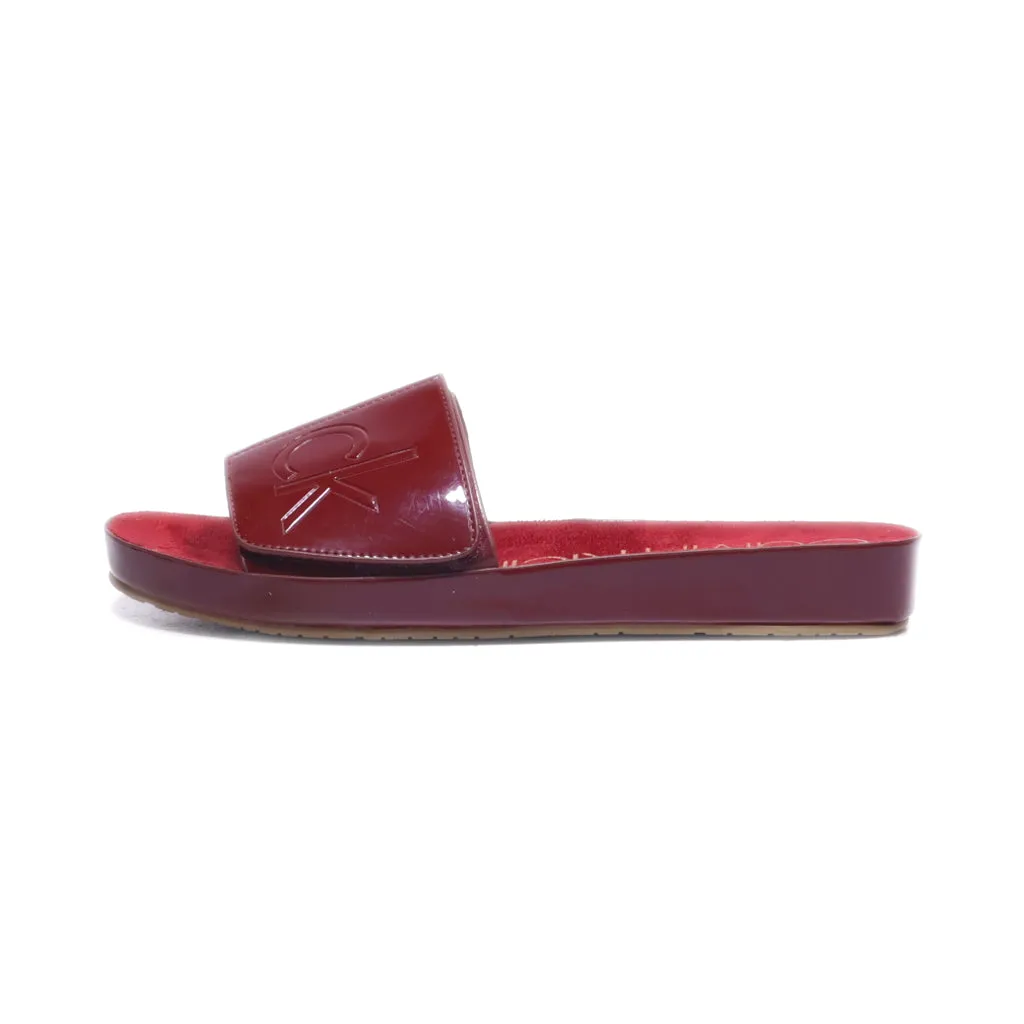 Calvin Klein Marlina Flat Sandals Leather Maroon Colour For Women