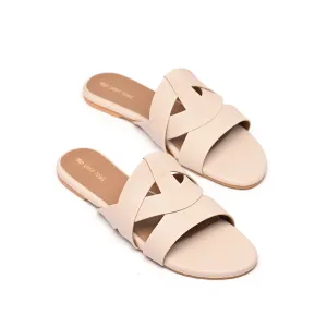 Chalk Flat Cross-Strap Sandals