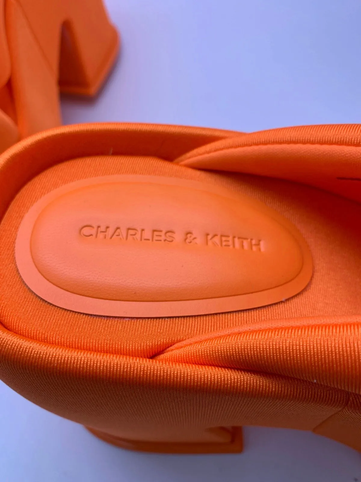 Charles & Keith Orange Block Heel Sandals EU 38 UK 5