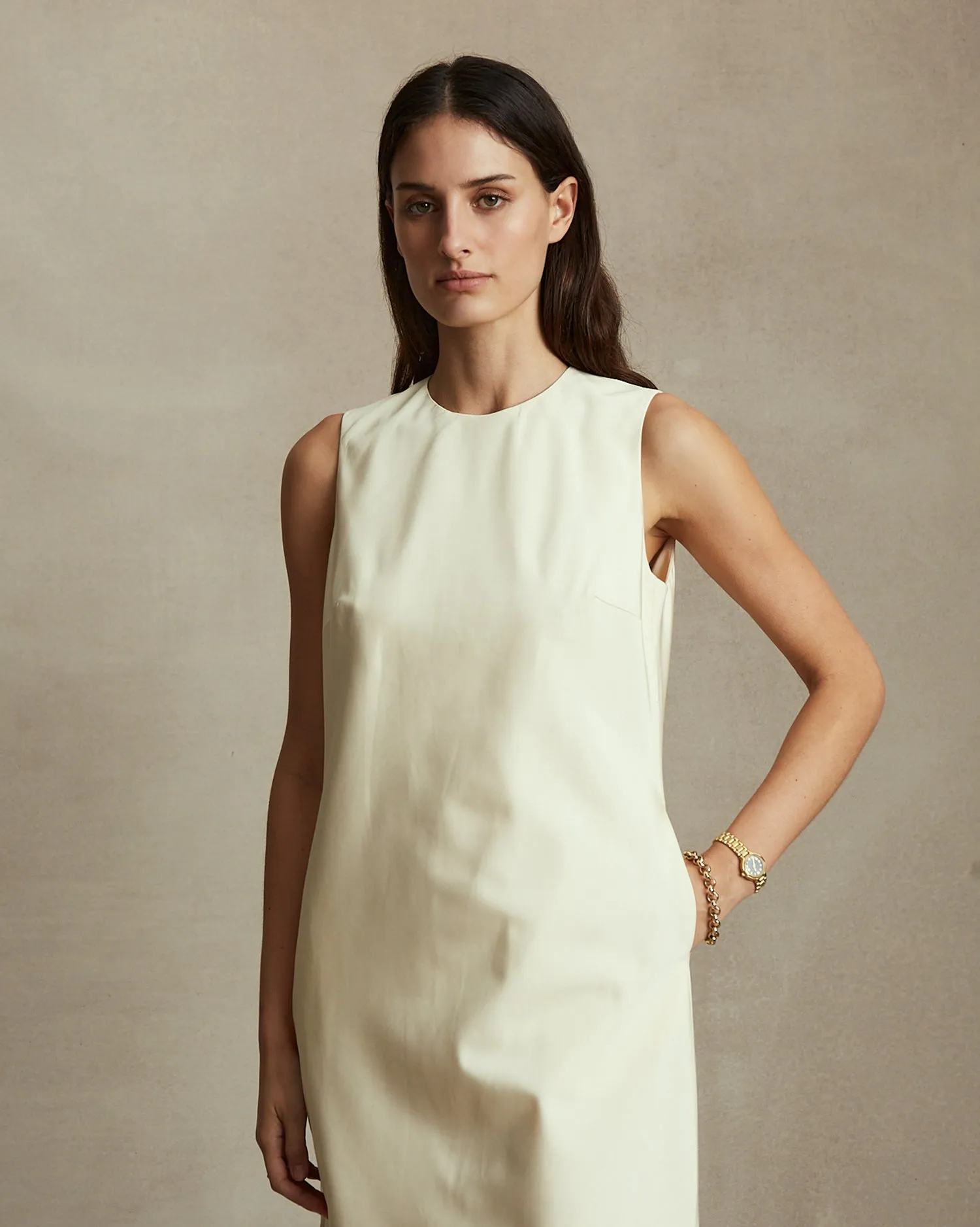 Chelsea Dress - Antique White Moire