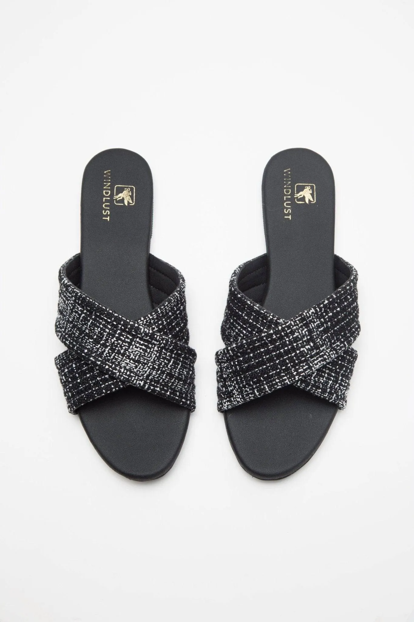 Cross-Strapped Black Jute Flats