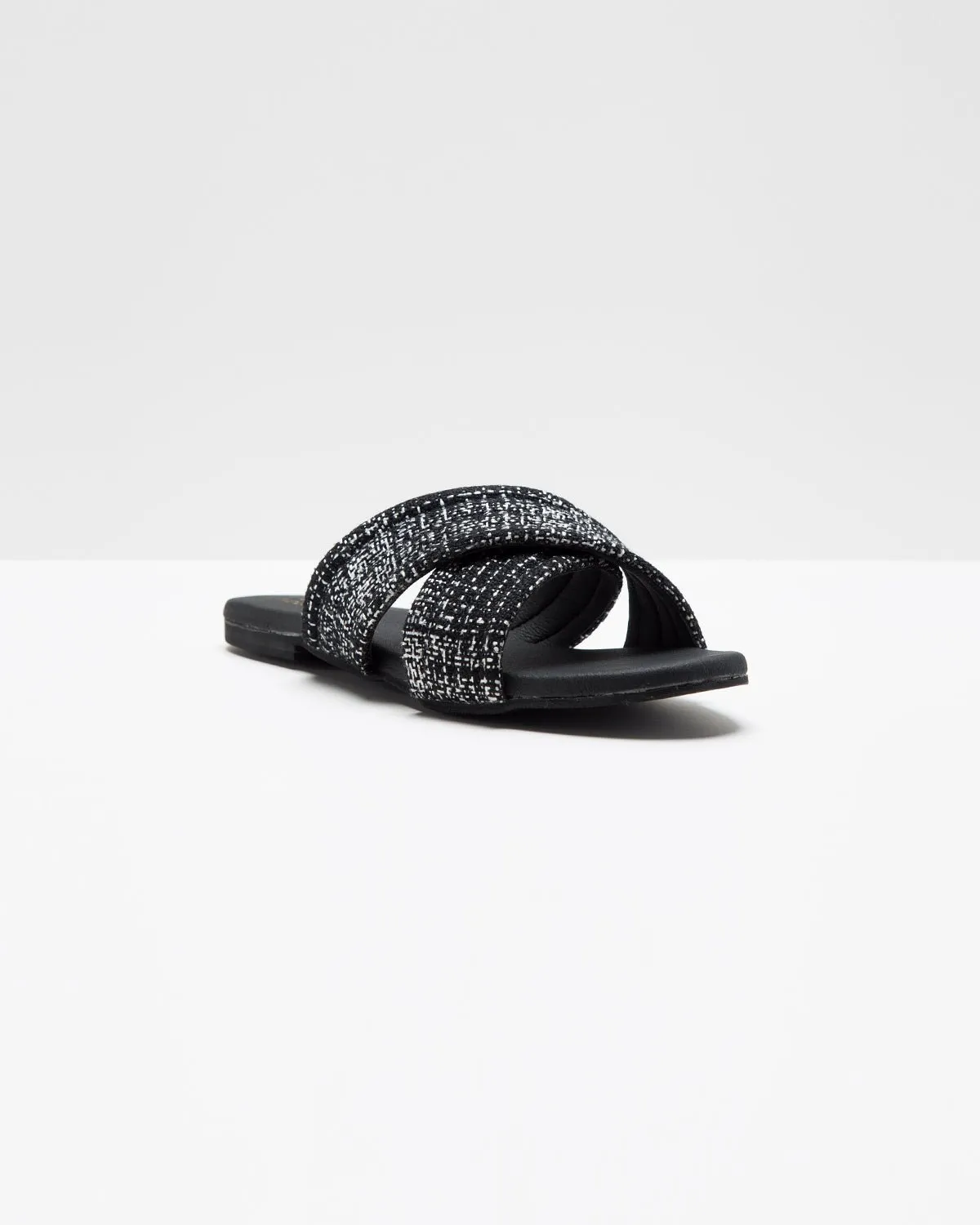 Cross-Strapped Black Jute Flats