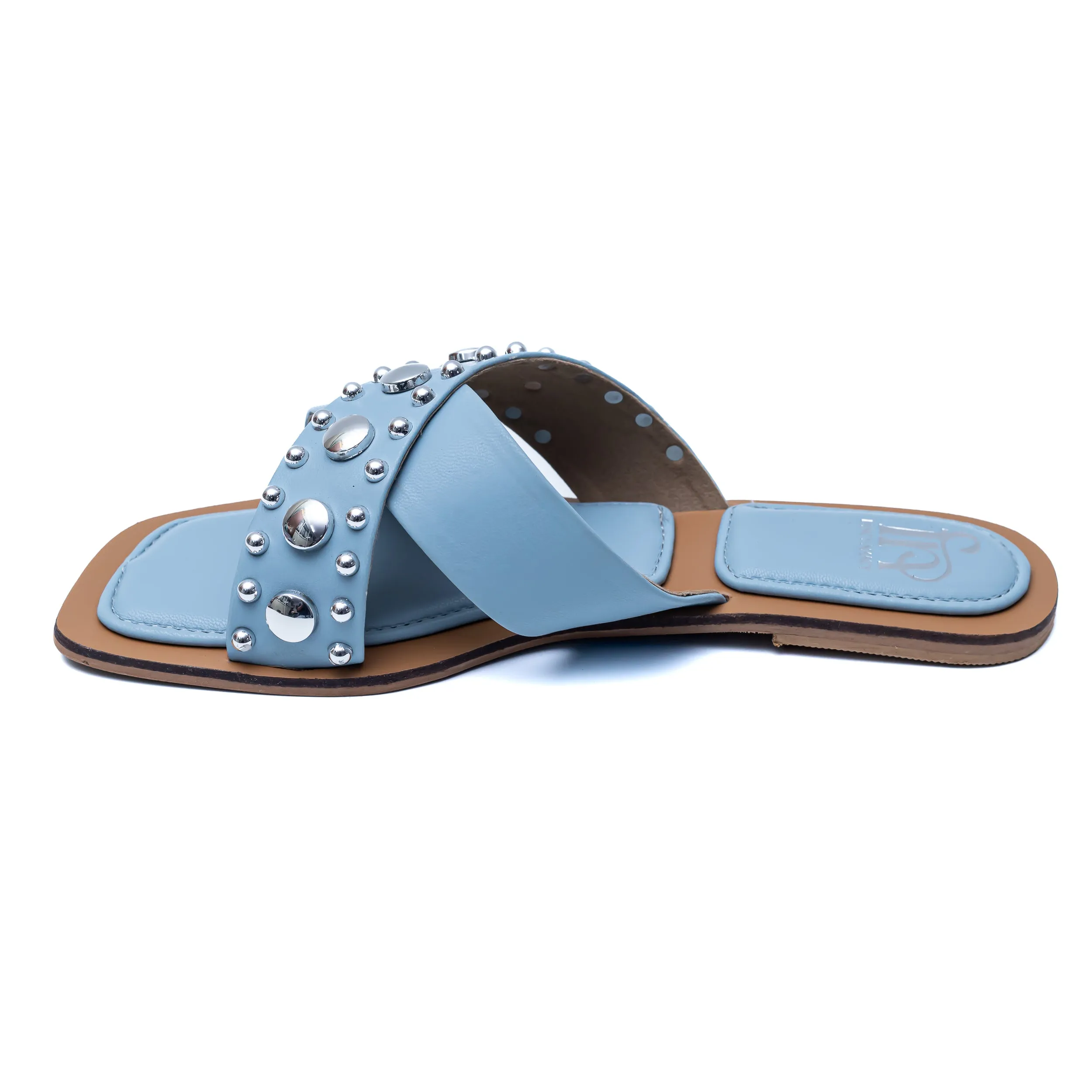 Crystal Criss Cross Flats - Sky Blue