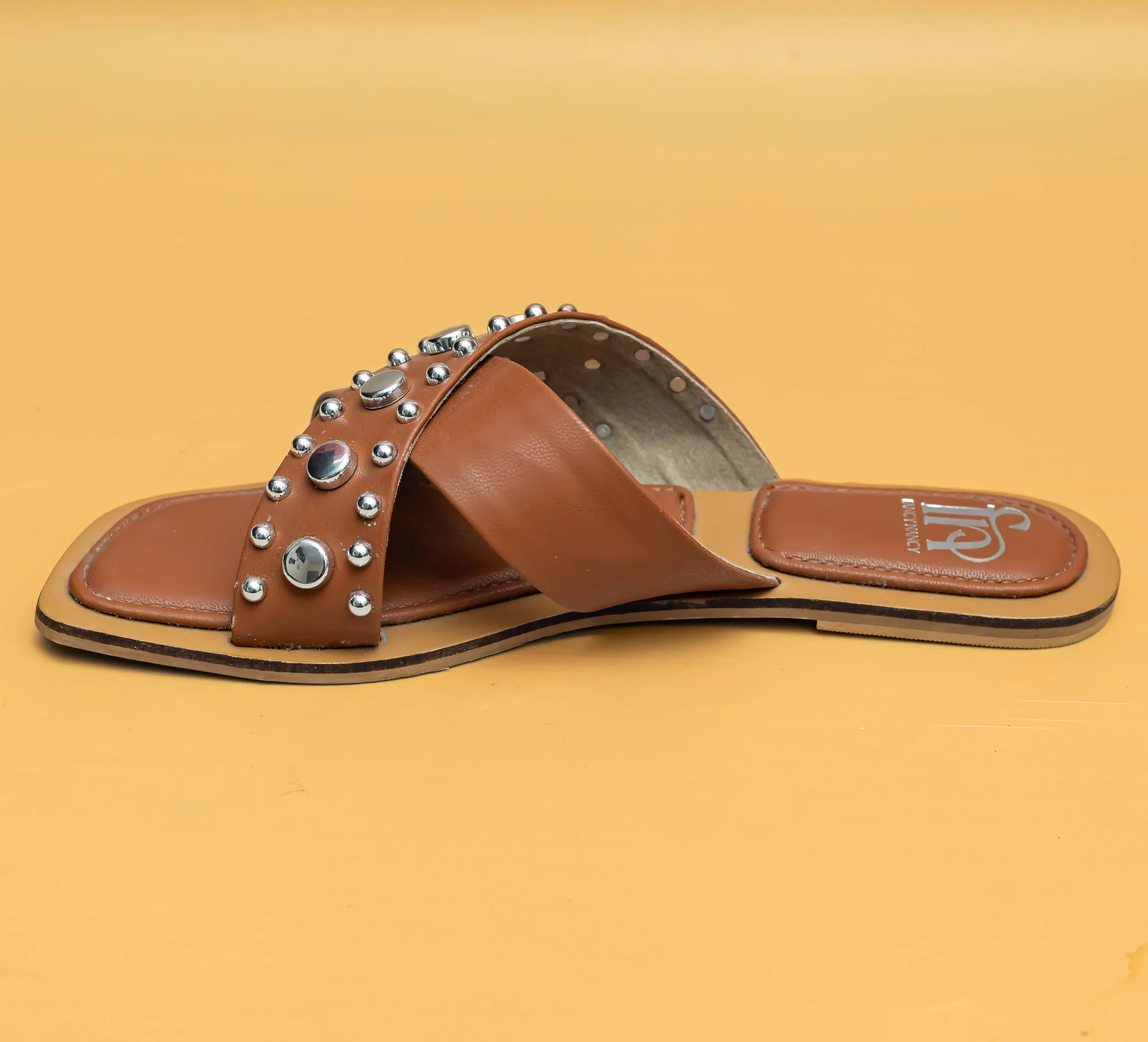 Crystal Criss Cross Flats - Tan