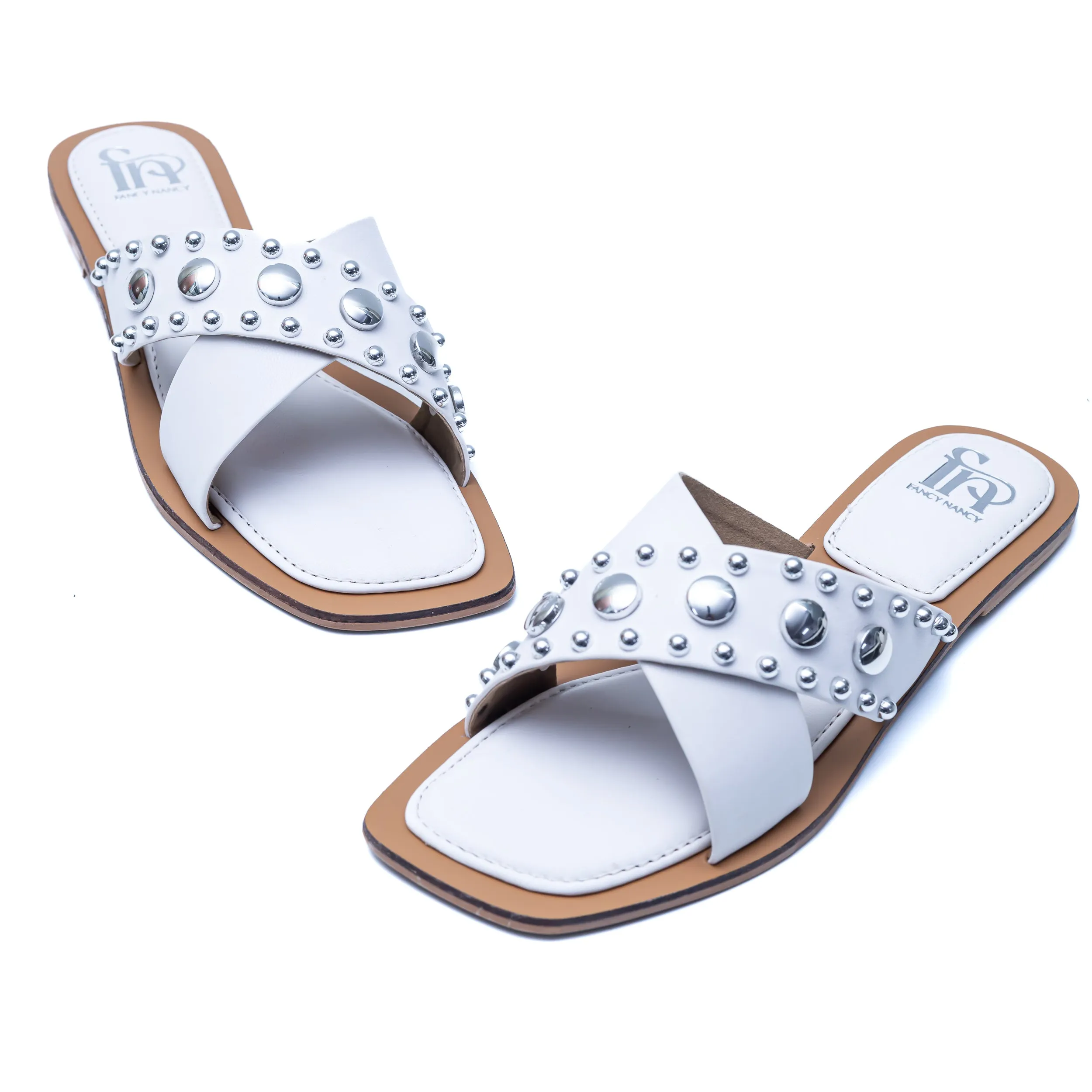 Crystal Criss Cross Flats - White