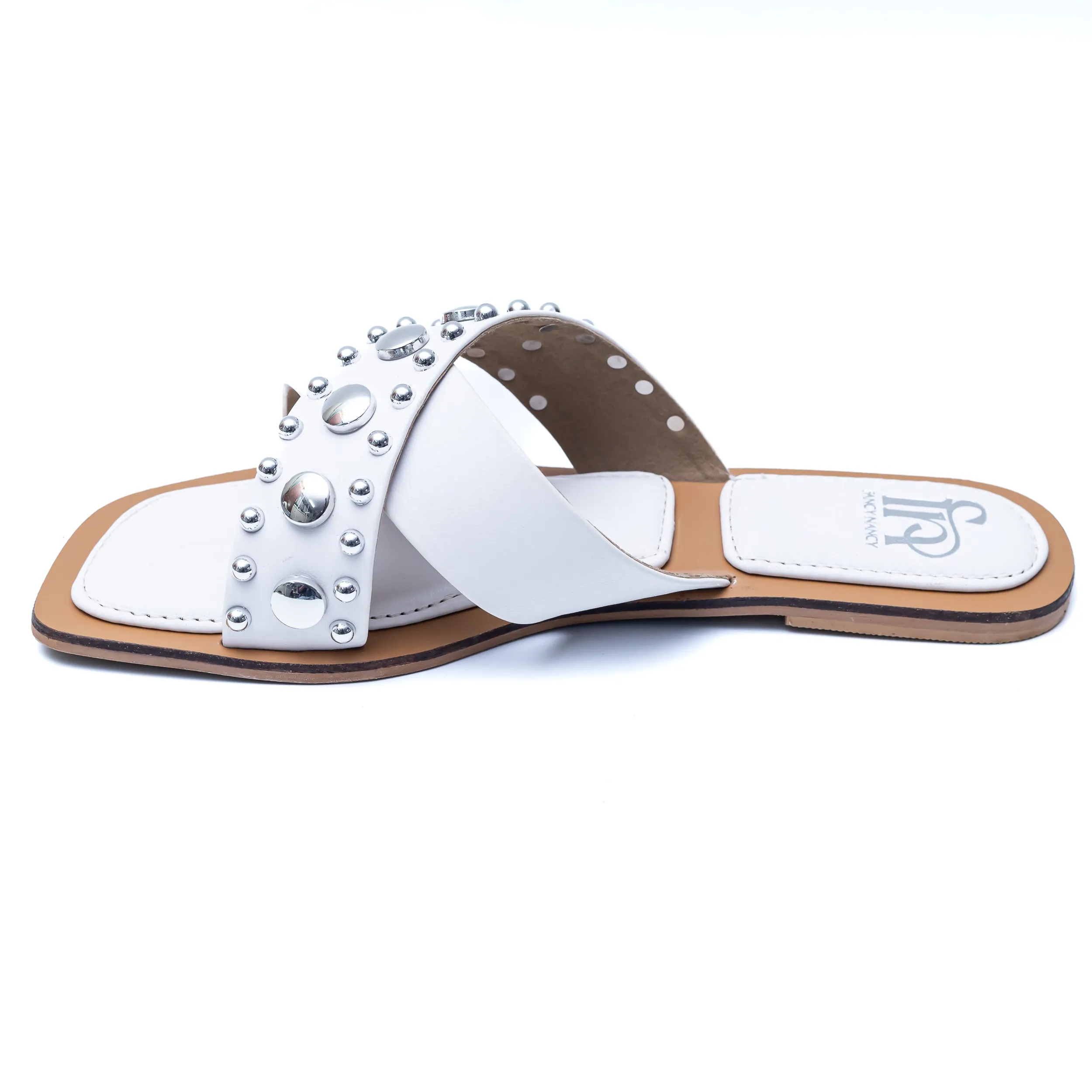 Crystal Criss Cross Flats - White