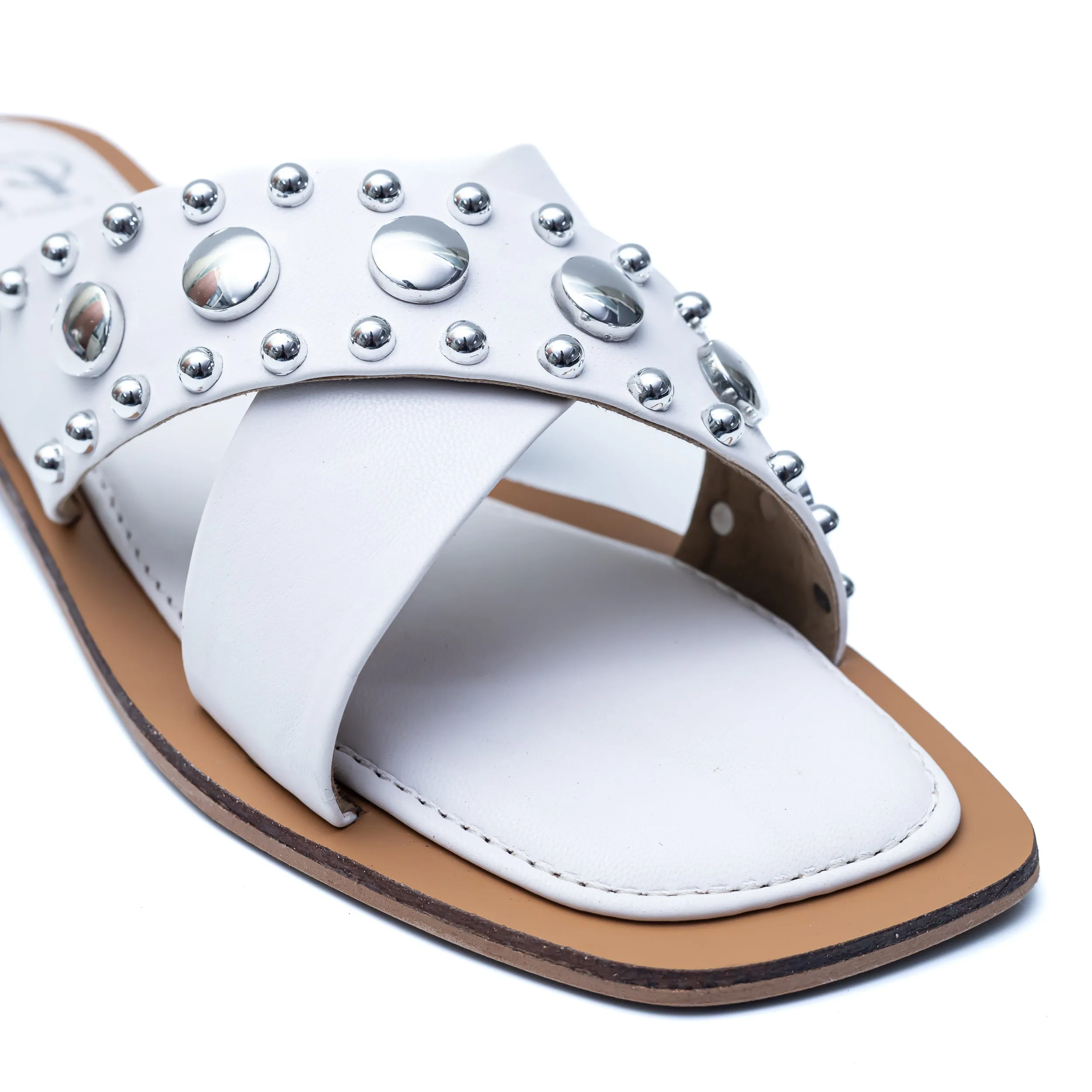 Crystal Criss Cross Flats - White
