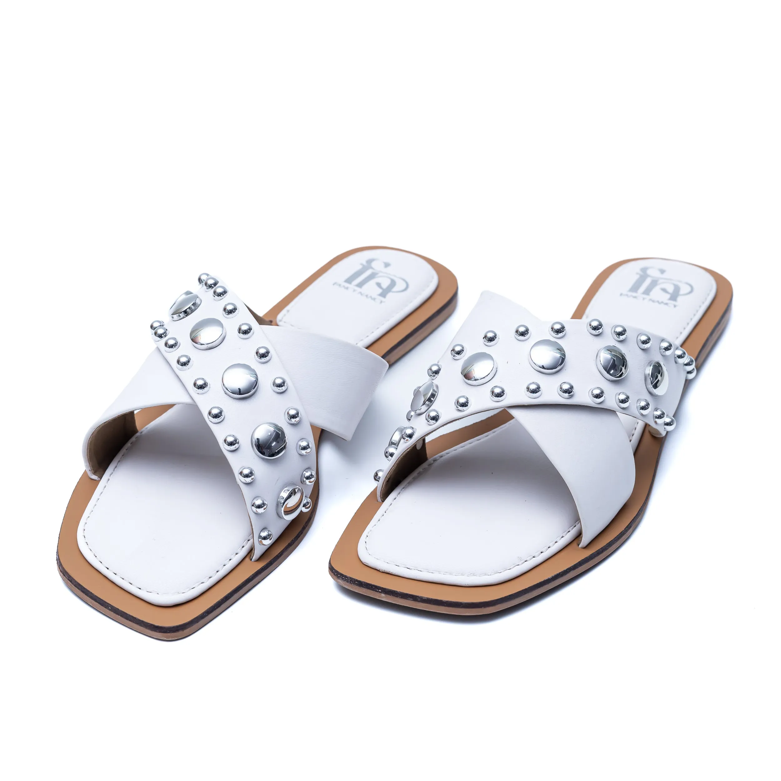 Crystal Criss Cross Flats - White