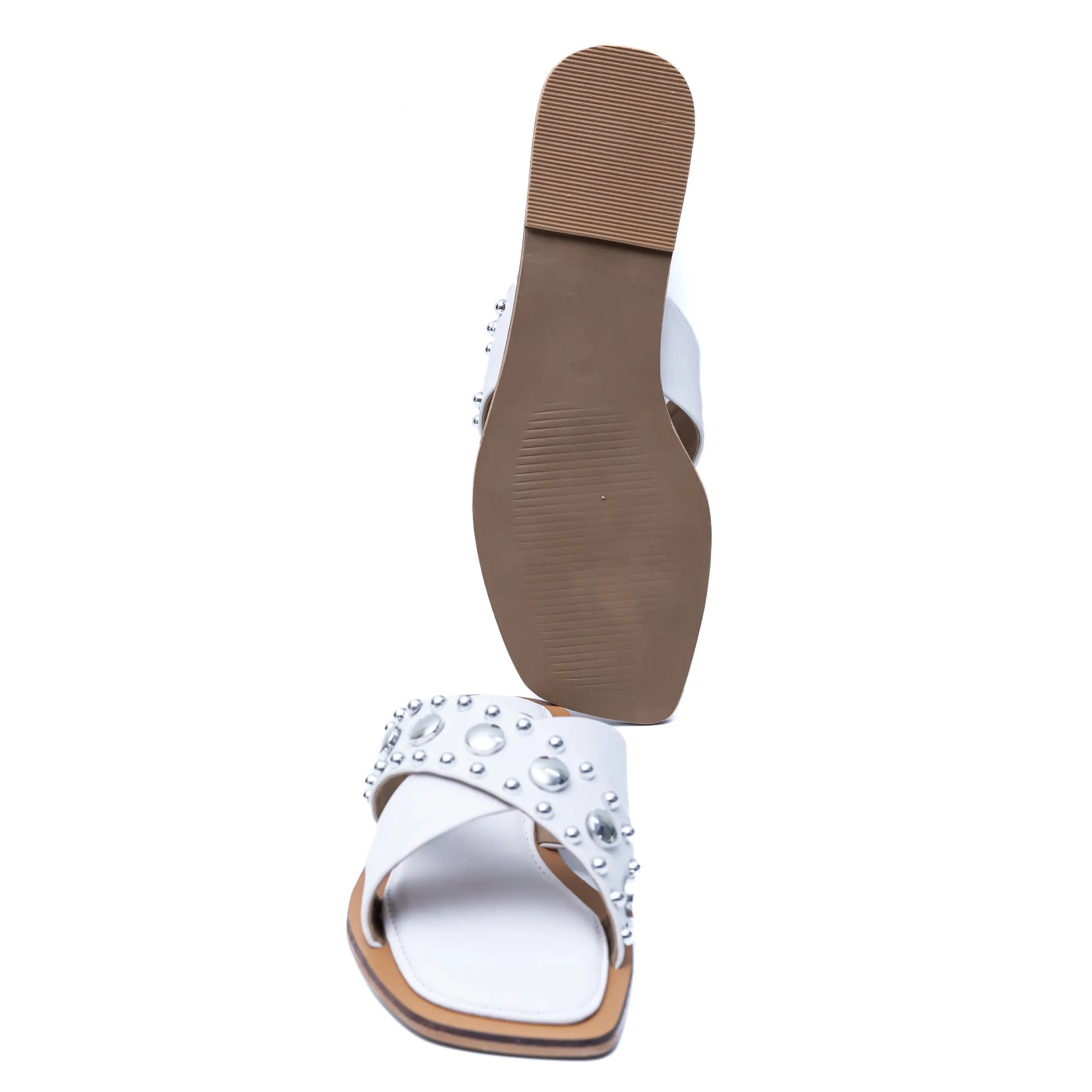 Crystal Criss Cross Flats - White