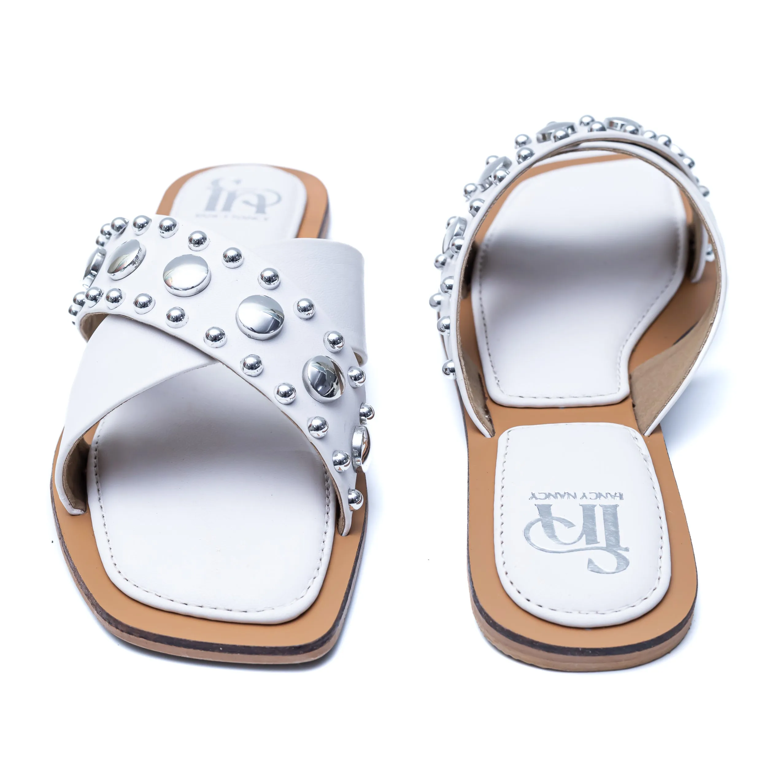 Crystal Criss Cross Flats - White