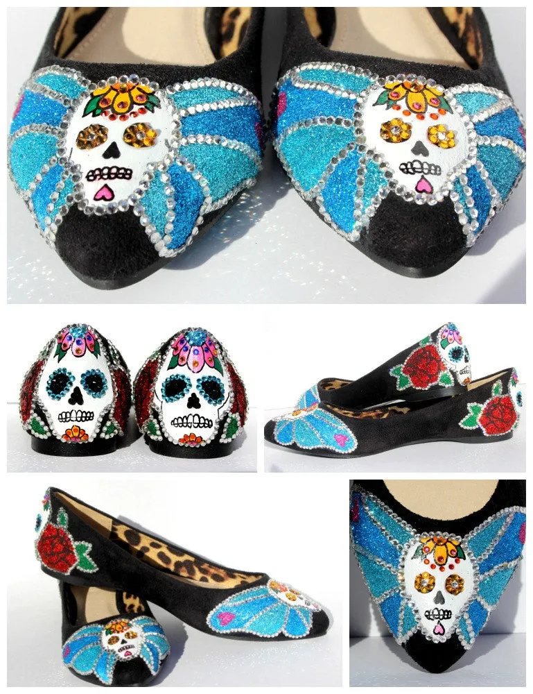 Day of the Dead Swarovski Sugar Skull Flat